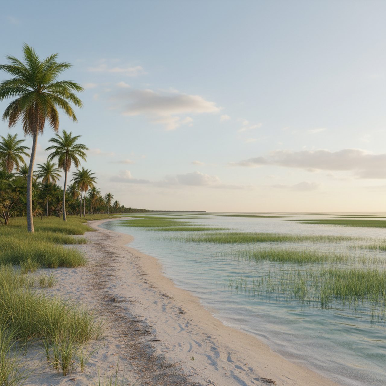 Illustration of a shoreline like Cedar Key City Beach