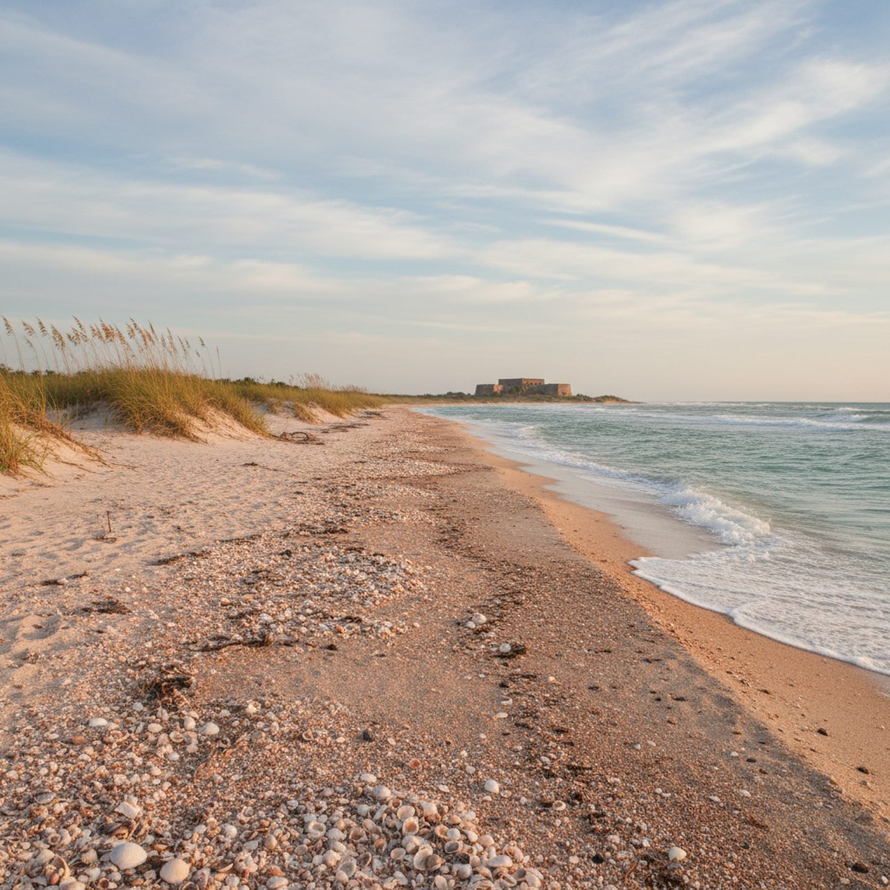 Illustration of a shoreline like Matanzas Inlet Beach